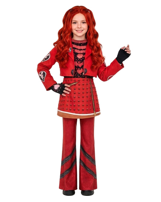 Descendants Wicked Wonderland Red Costume Coat Shirt Pants Set Princess Red Halloween Cosplay Outfit