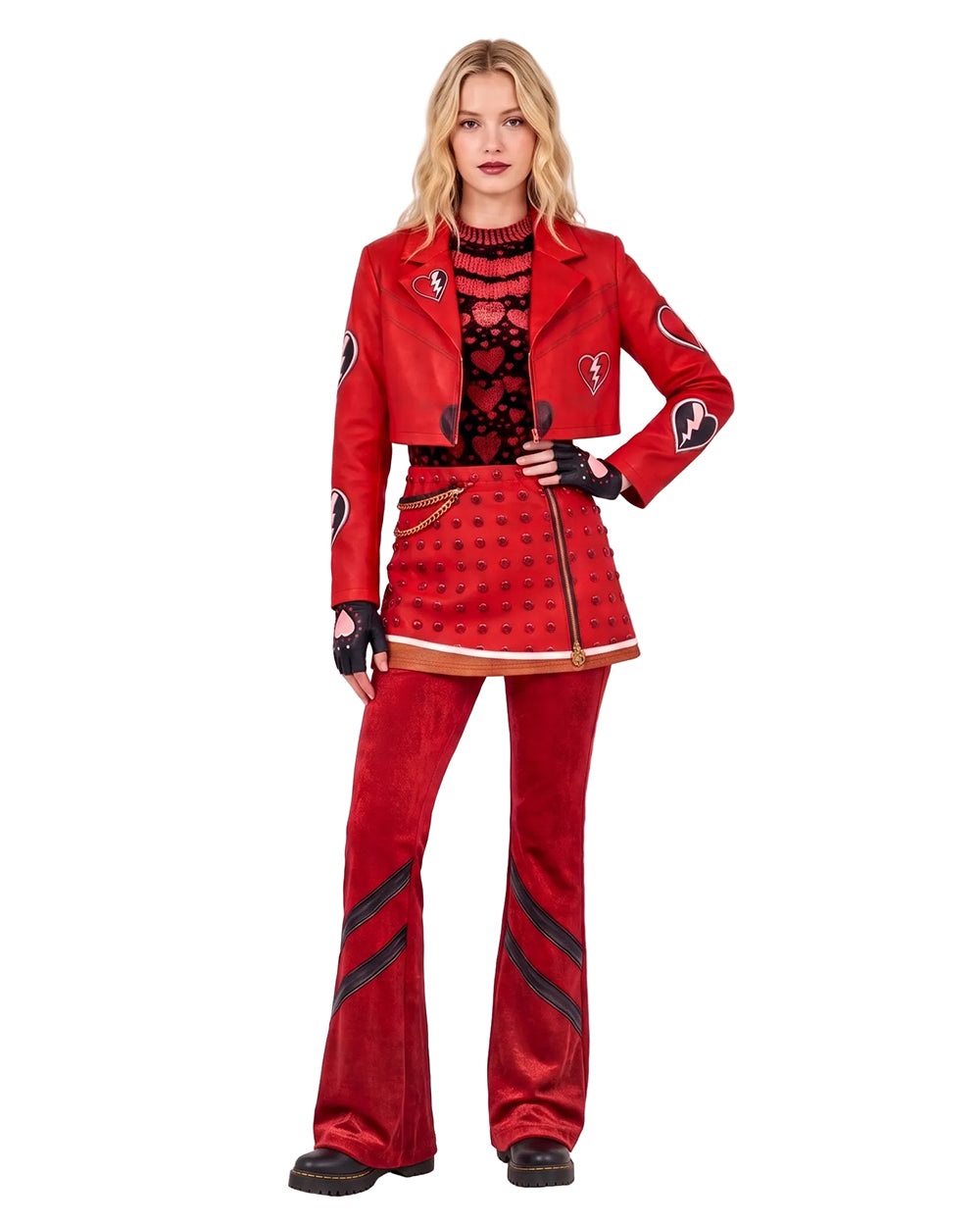 Red Wicked Wonderland Costume Coat Shirt Pants Set Princess Red Halloween Cosplay Outfit