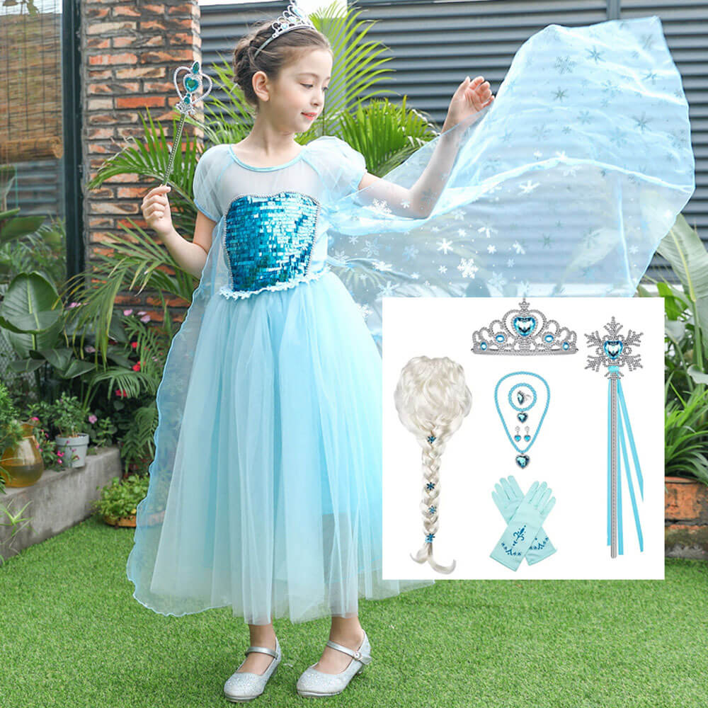 Princess Elsa Dress Kids Elsa Cosplay Costume Birthday Dress up Outfits