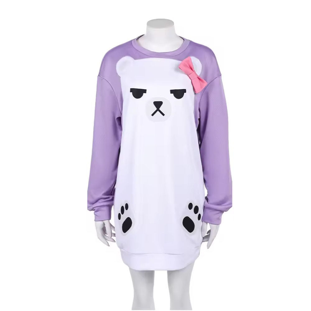 Mira Purple Bear Sweatshirt Dress KPop Mira Purple Long Sleeve Casual Loungewear