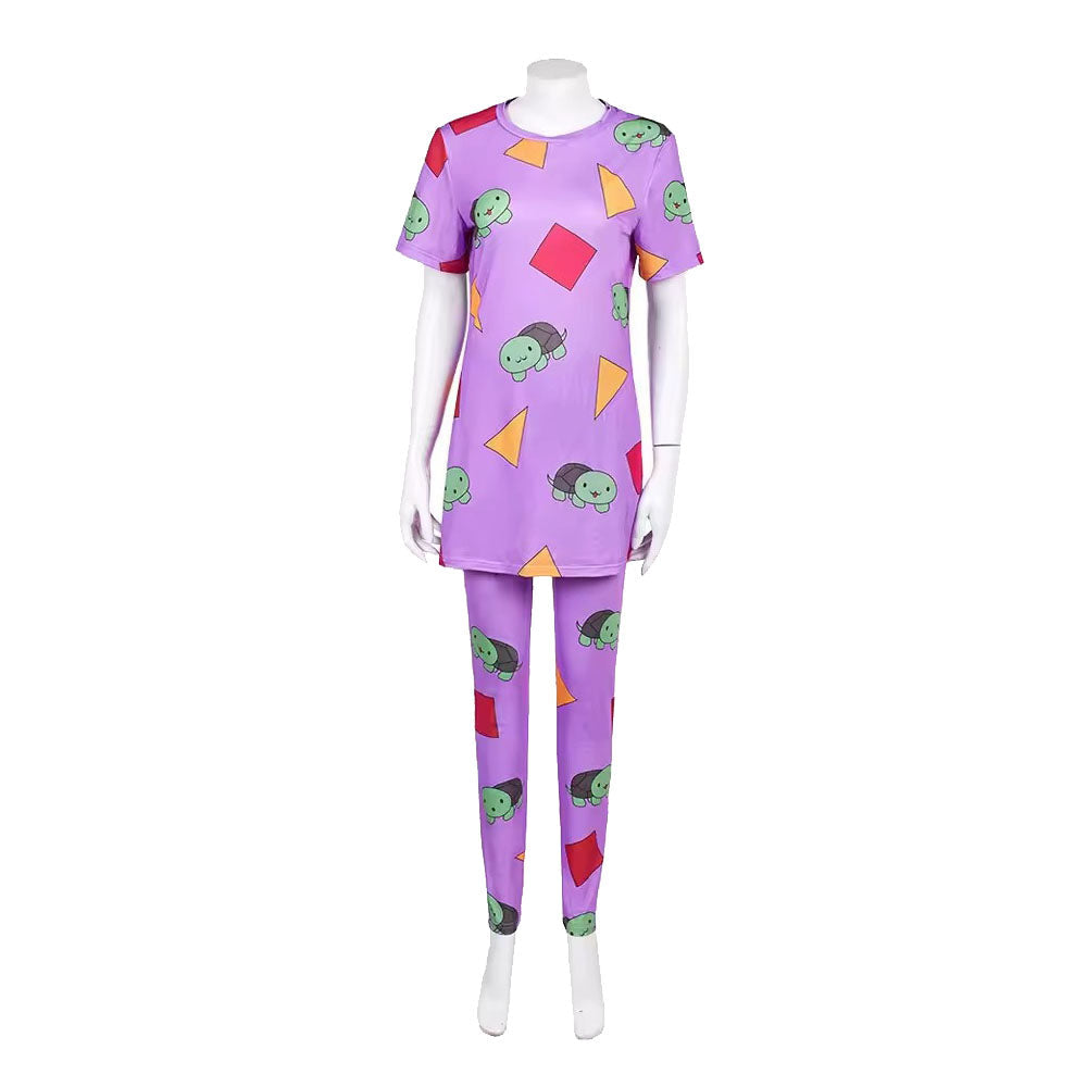 KPop Zoey Pajamas Purple Long Sleeves / Short Sleeves Daily Wear Sleepwears