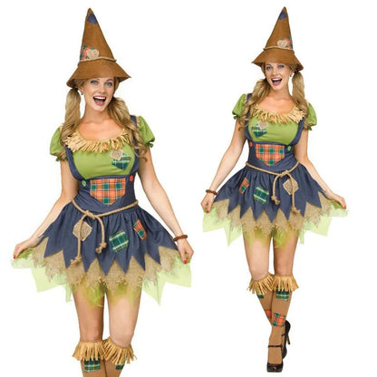 Women's Scarecrow Costume Sweet OZ Scarecrow Costume Role Play Dress Up Outfit