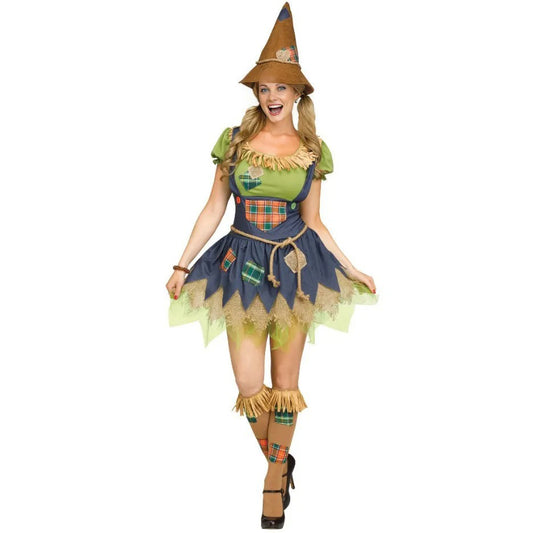 Women's Scarecrow Costume Sweet OZ Scarecrow Costume Role Play Dress Up Outfit
