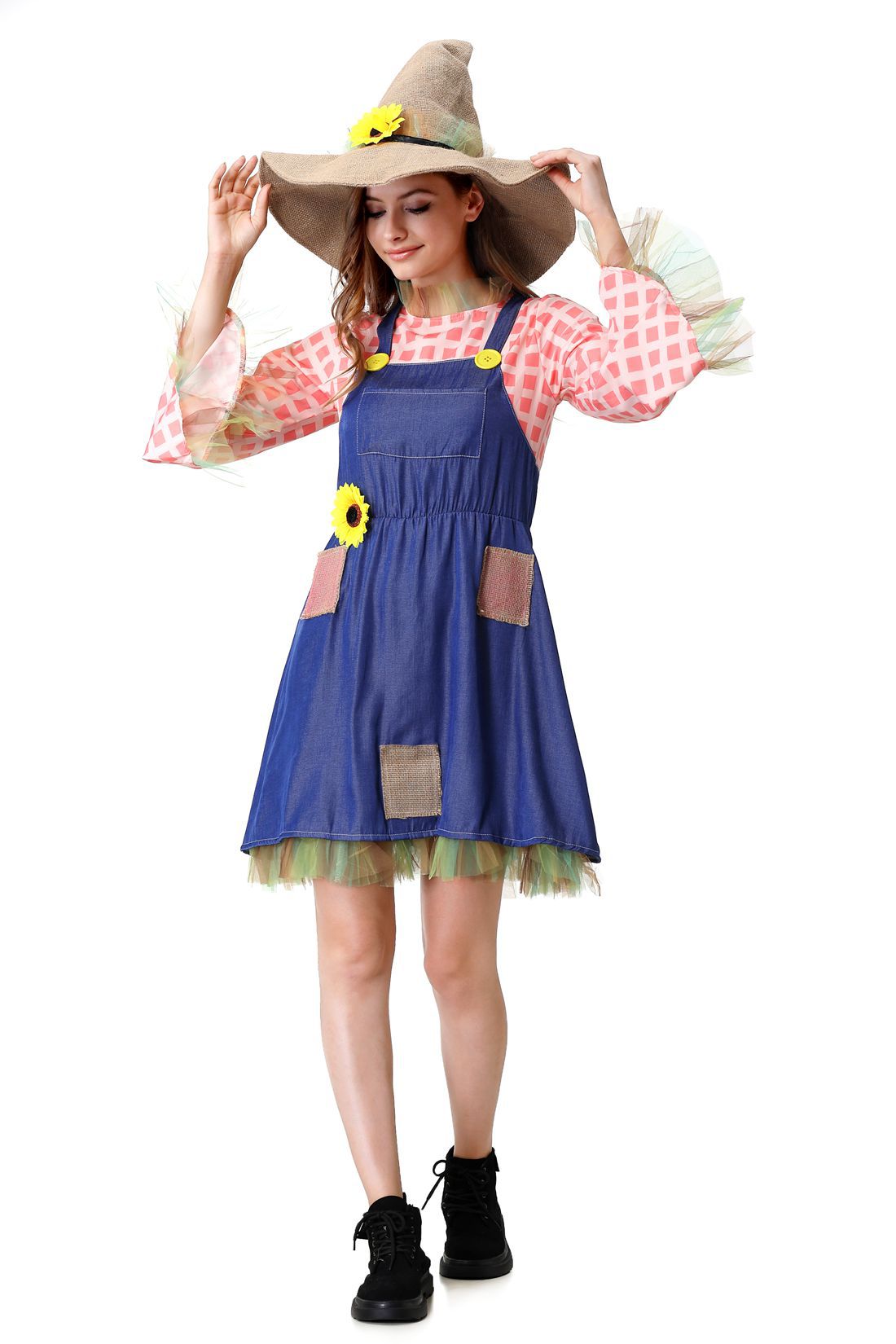 Female Scarecrow Costume Girls and Women Scarecrow Cosplay Outfit Summer Outing Dress