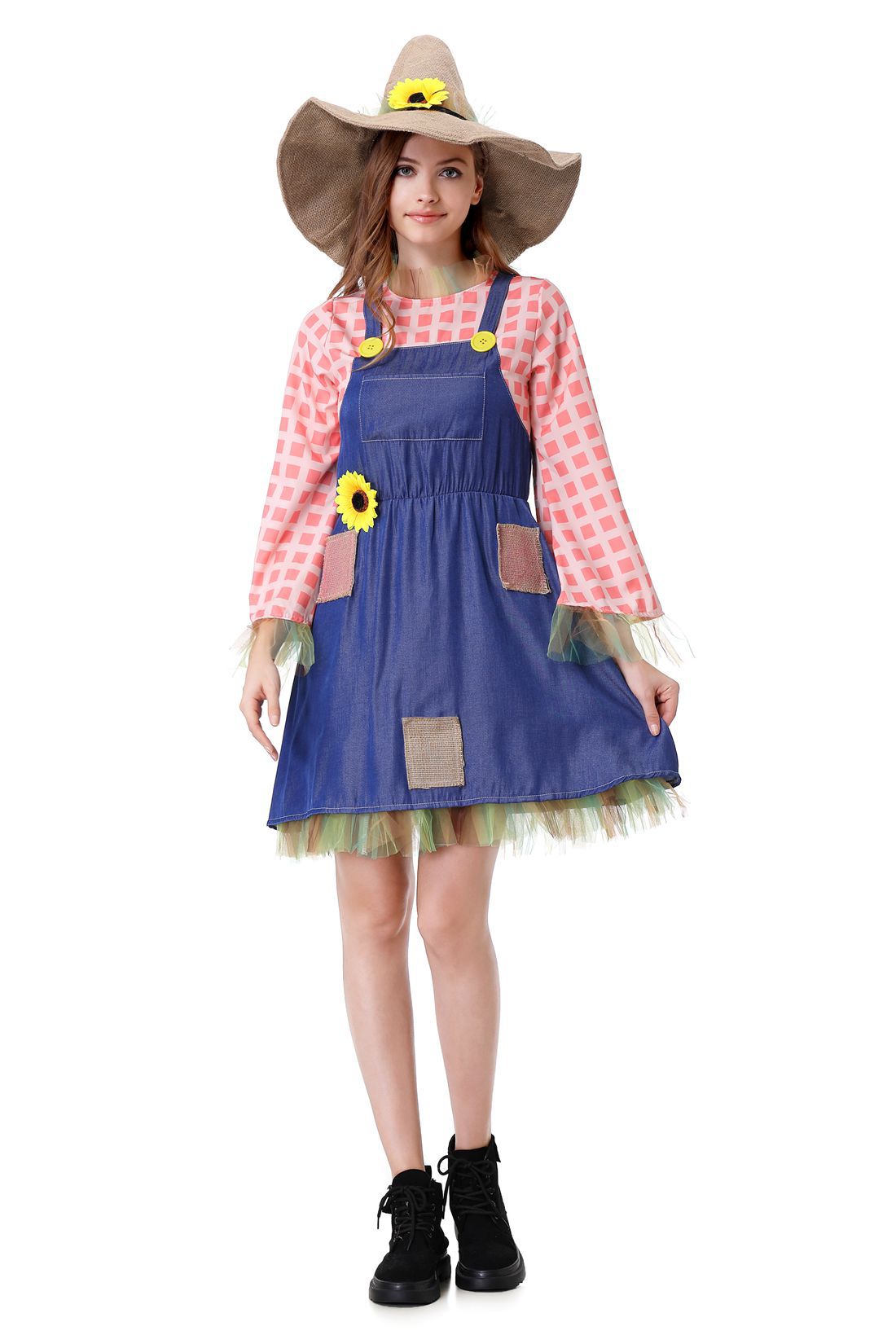 Female Scarecrow Costume Girls and Women Scarecrow Cosplay Outfit Summer Outing Dress