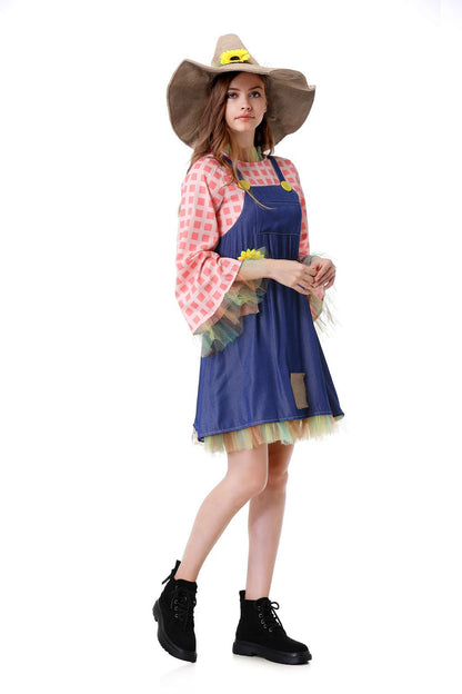 Female Scarecrow Costume Girls and Women Scarecrow Cosplay Outfit Summer Outing Dress