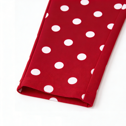 Cute Girls Warm Pajama Set Puppy Top and Polka Dot Pants Cozy Kids Red Loungewear