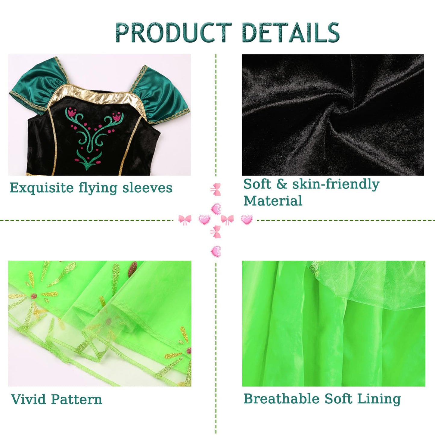 Robe de couronnement lumineuse de la Princesse Anna pour filles avec accessoires