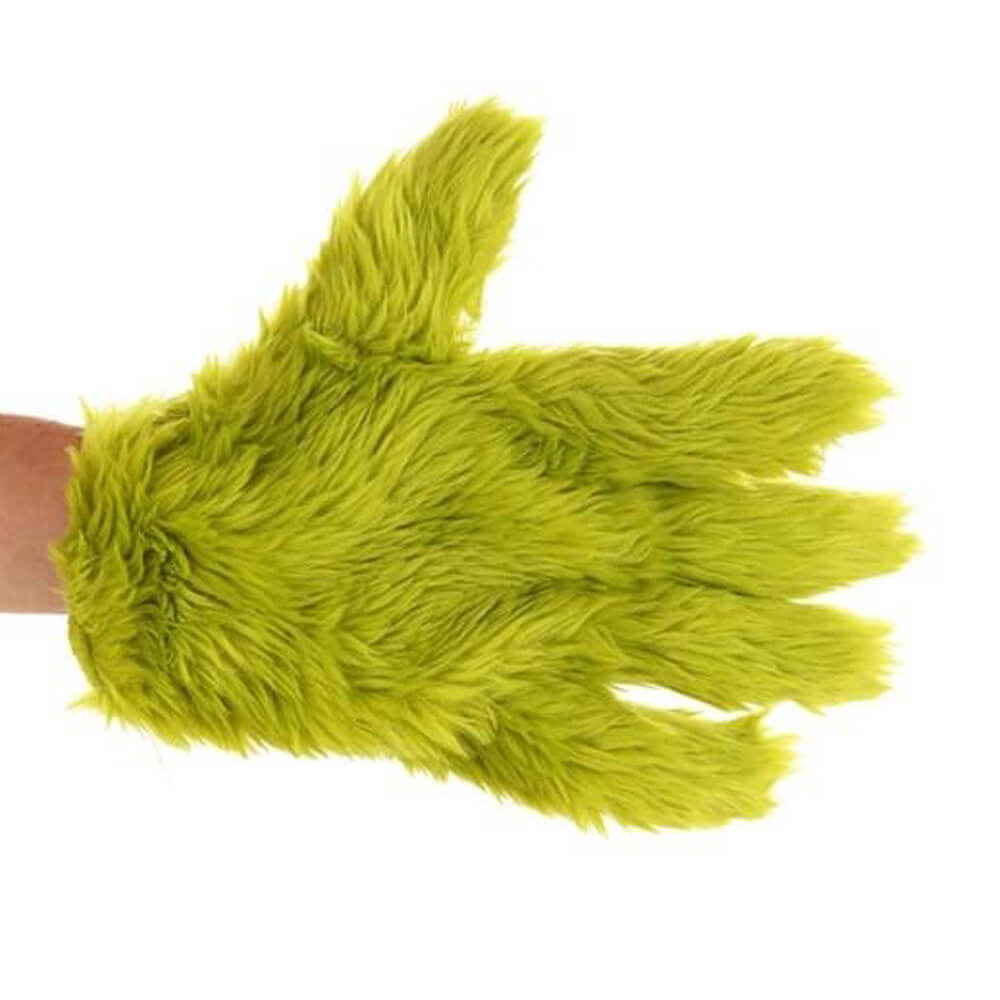 Costume de Monstre Vert Combinaison à Capuche en Fourrure de Noël Gants et Couvre-Chaussures pour Enfants et Adultes