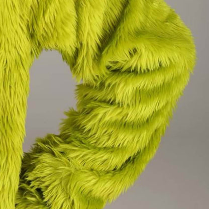 Costume de Monstre Vert Combinaison à Capuche en Fourrure de Noël Gants et Couvre-Chaussures pour Enfants et Adultes