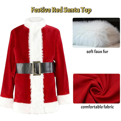 Adult Green Monster Santa Costume Deluxe Furry Christmas Cosplay Outfit Set Xmas Fancy Santa Suit