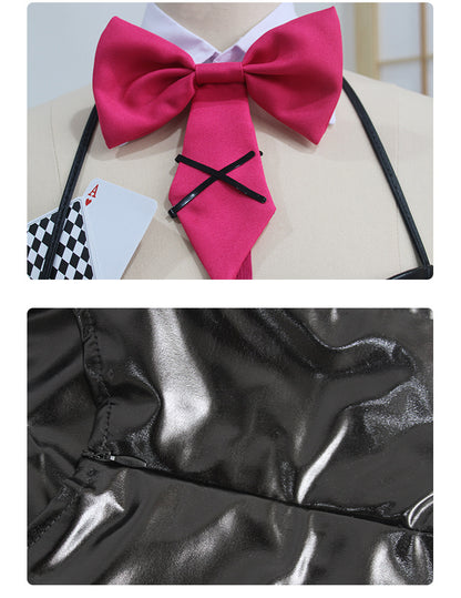 Miku Bunny Costume Women Sexy Black Bunny Girl Leather Bodysuit and Accessories