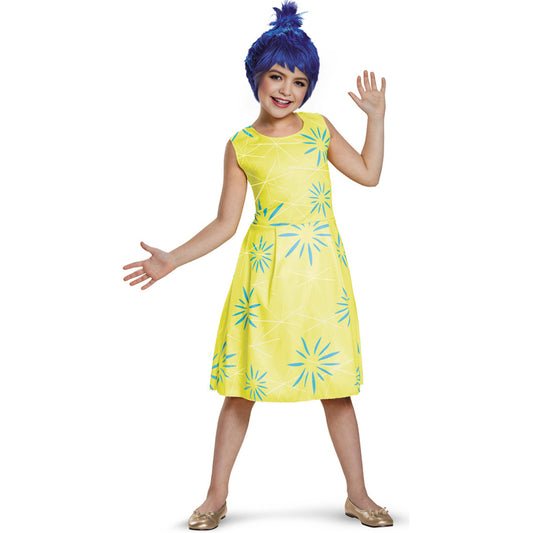 Girls Inside 2 Joy Costume Classic Bright Yellow Sleeveless Joy Dress Kids Joy Cosplay Halloween Costume