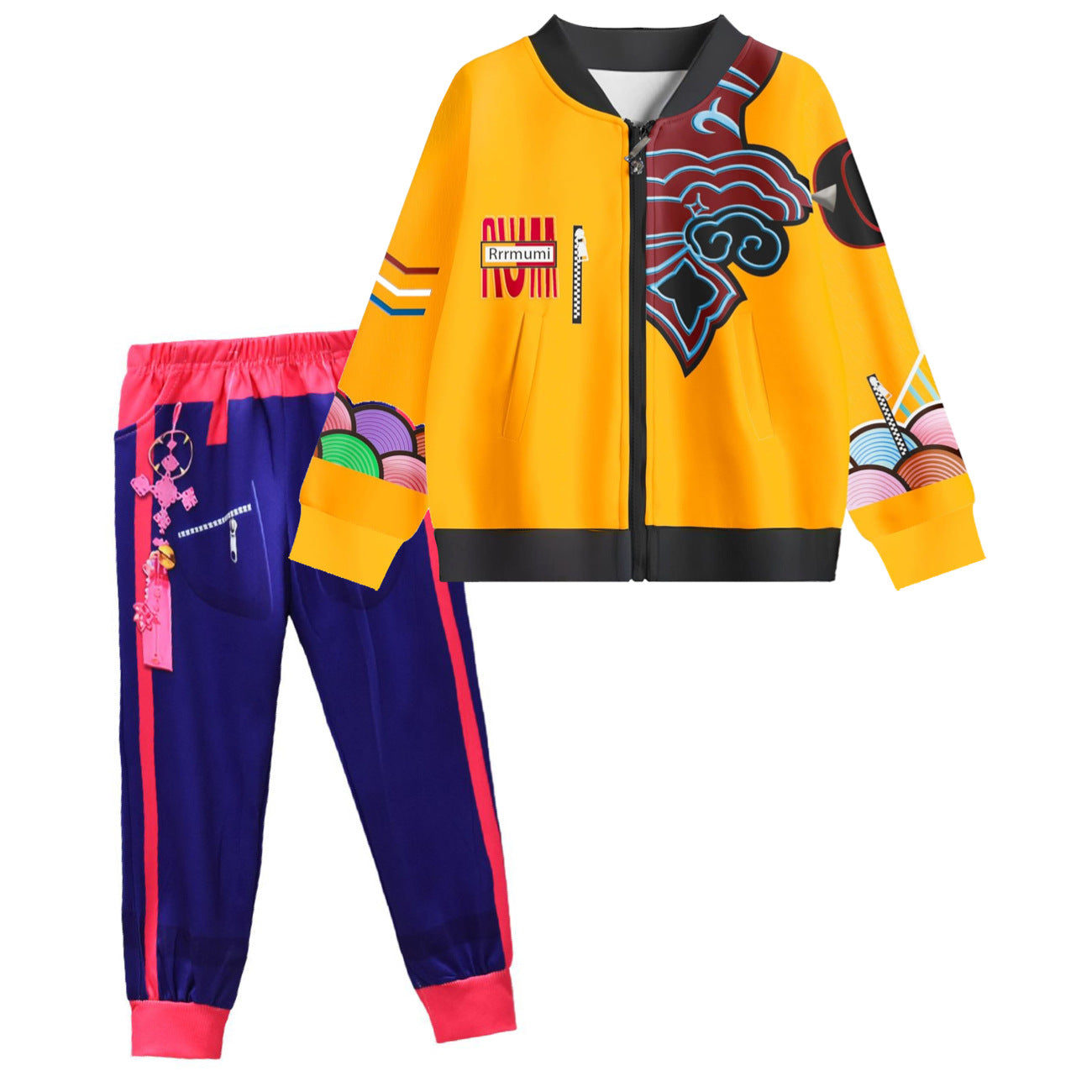 Kids KPop Rumi Yellow Jacket Printing Rumi Zip-up Hoodie for Daily Cosplay