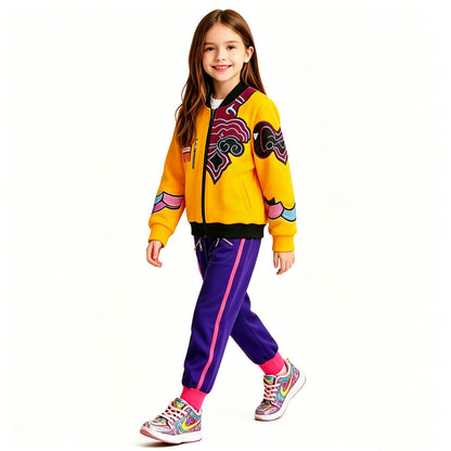 Kids KPop Rumi Yellow Jacket Printing Rumi Zip-up Hoodie for Daily Cosplay