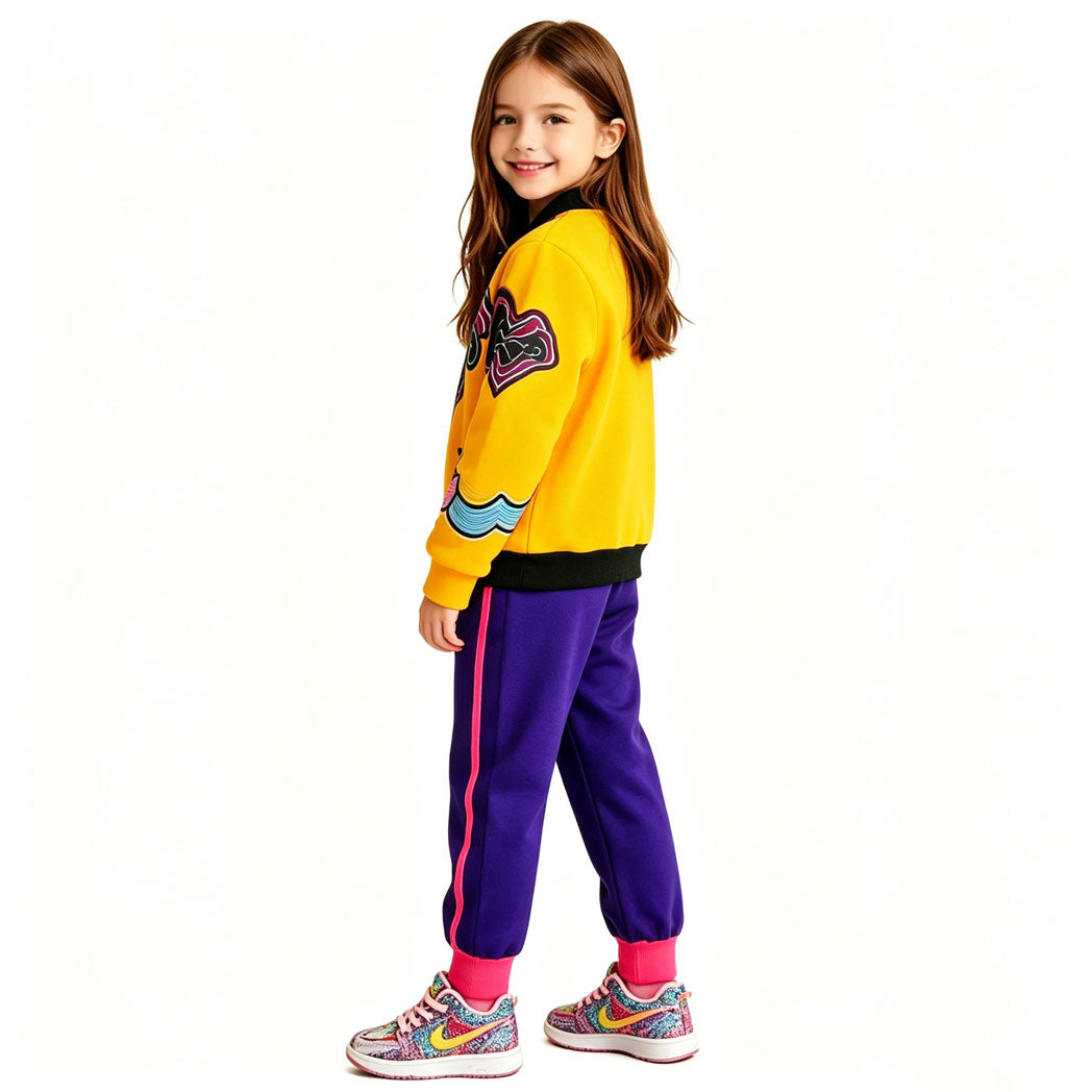 Kids KPop Rumi Yellow Jacket Printing Rumi Zip-up Hoodie for Daily Cosplay