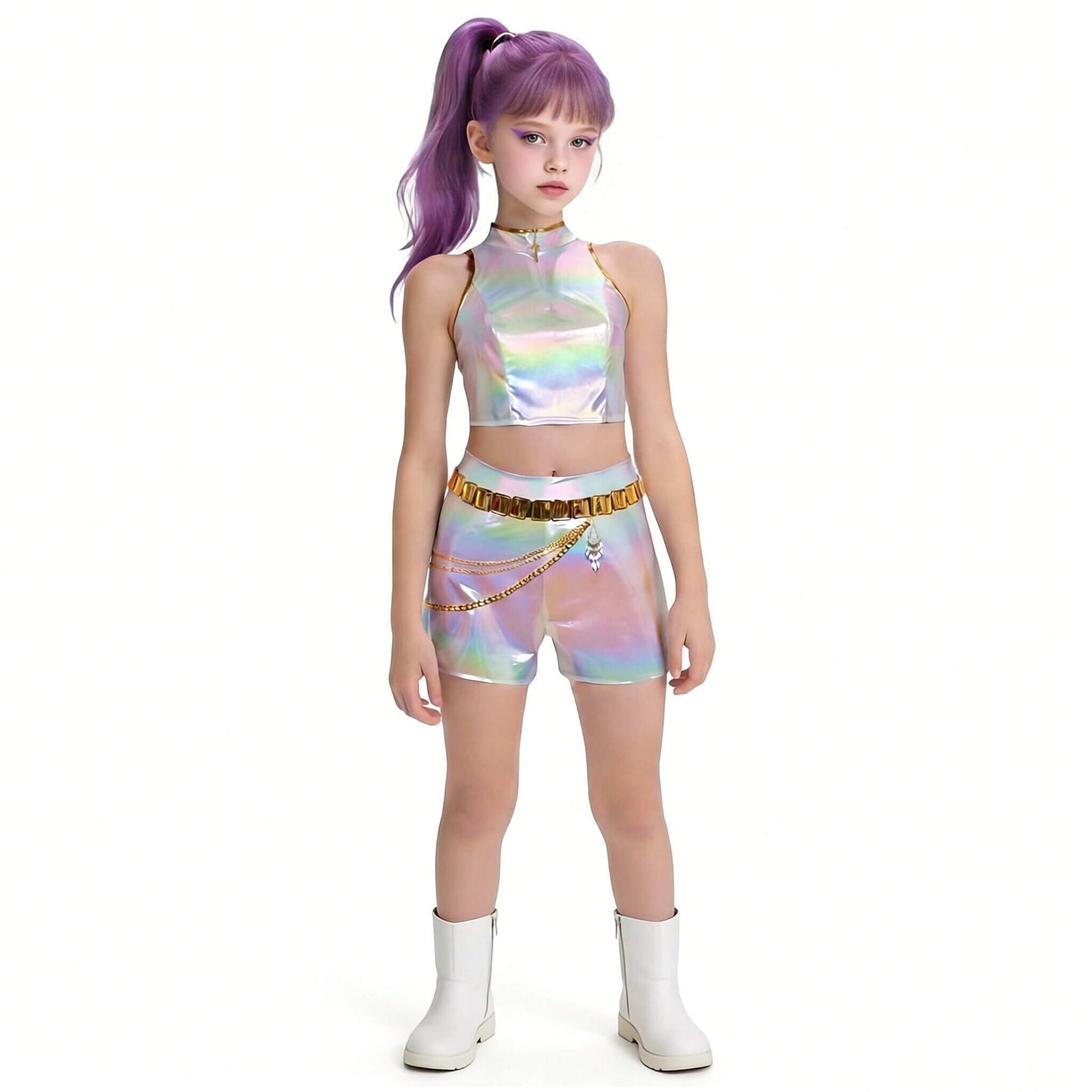KPop Rumi Costume Shinny PU Leather "What It Sound Like" Rumi Cosplay Outfit