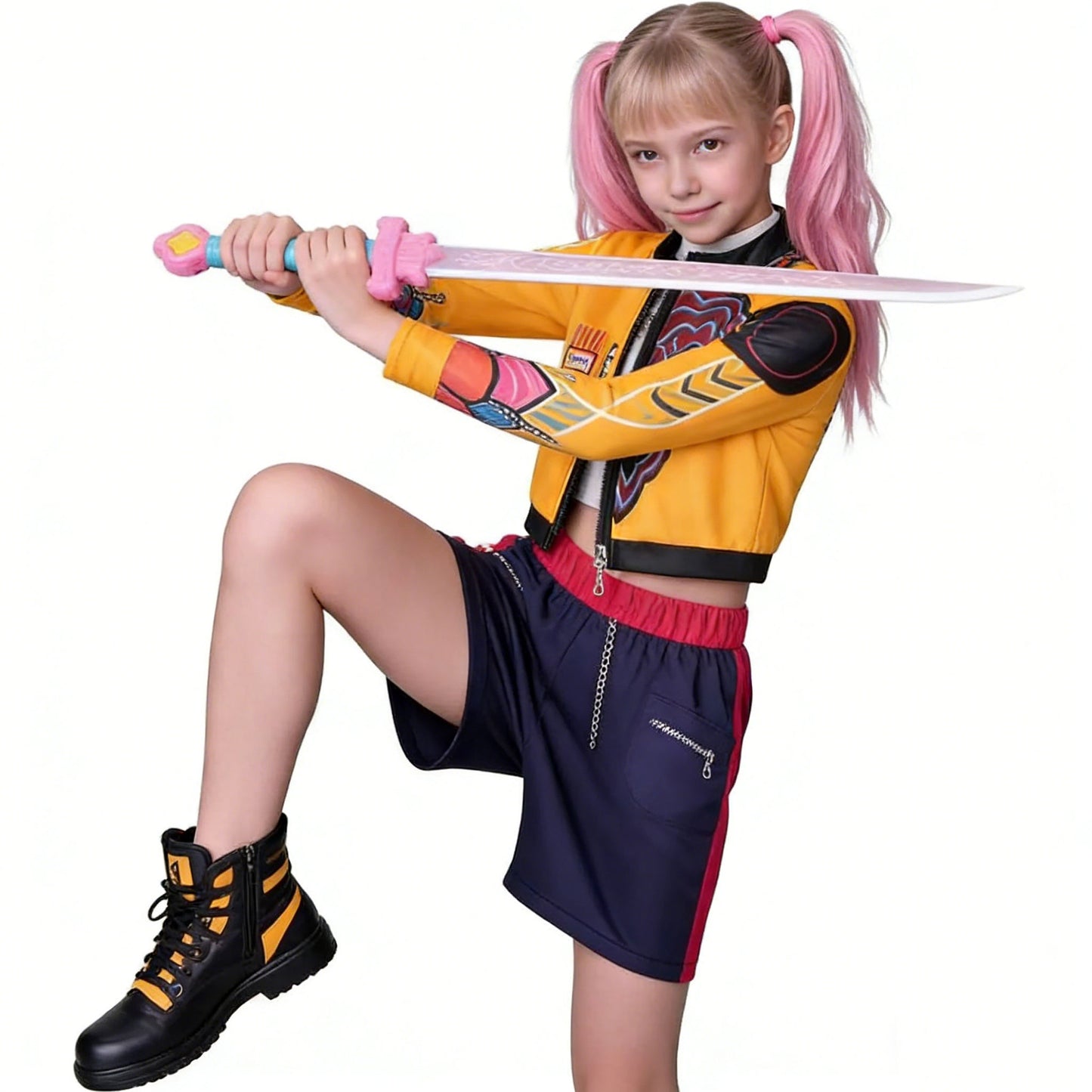 Kids KPop Rumi Costume 3-Piece Yellow Printing Rumi Cosplay Outfit Set