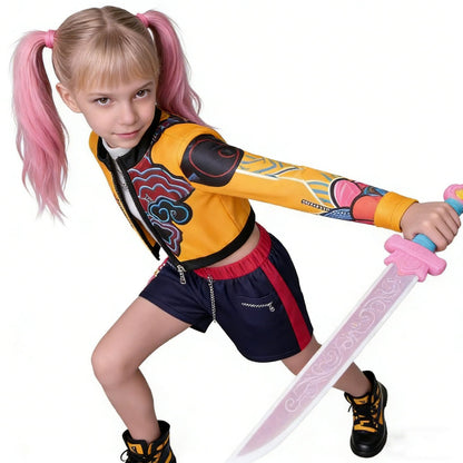 Kids KPop Rumi Costume 3-Piece Yellow Printing Rumi Cosplay Outfit Set