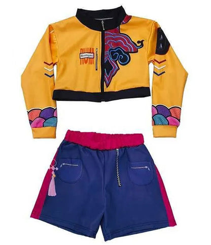 Kids KPop Rumi Costume 3-Piece Yellow Printing Rumi Cosplay Outfit Set
