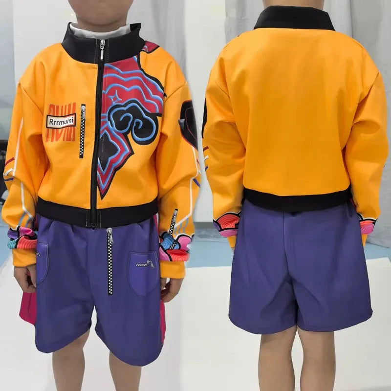 Kids KPop Rumi Costume 3-Piece Yellow Printing Rumi Cosplay Outfit Set