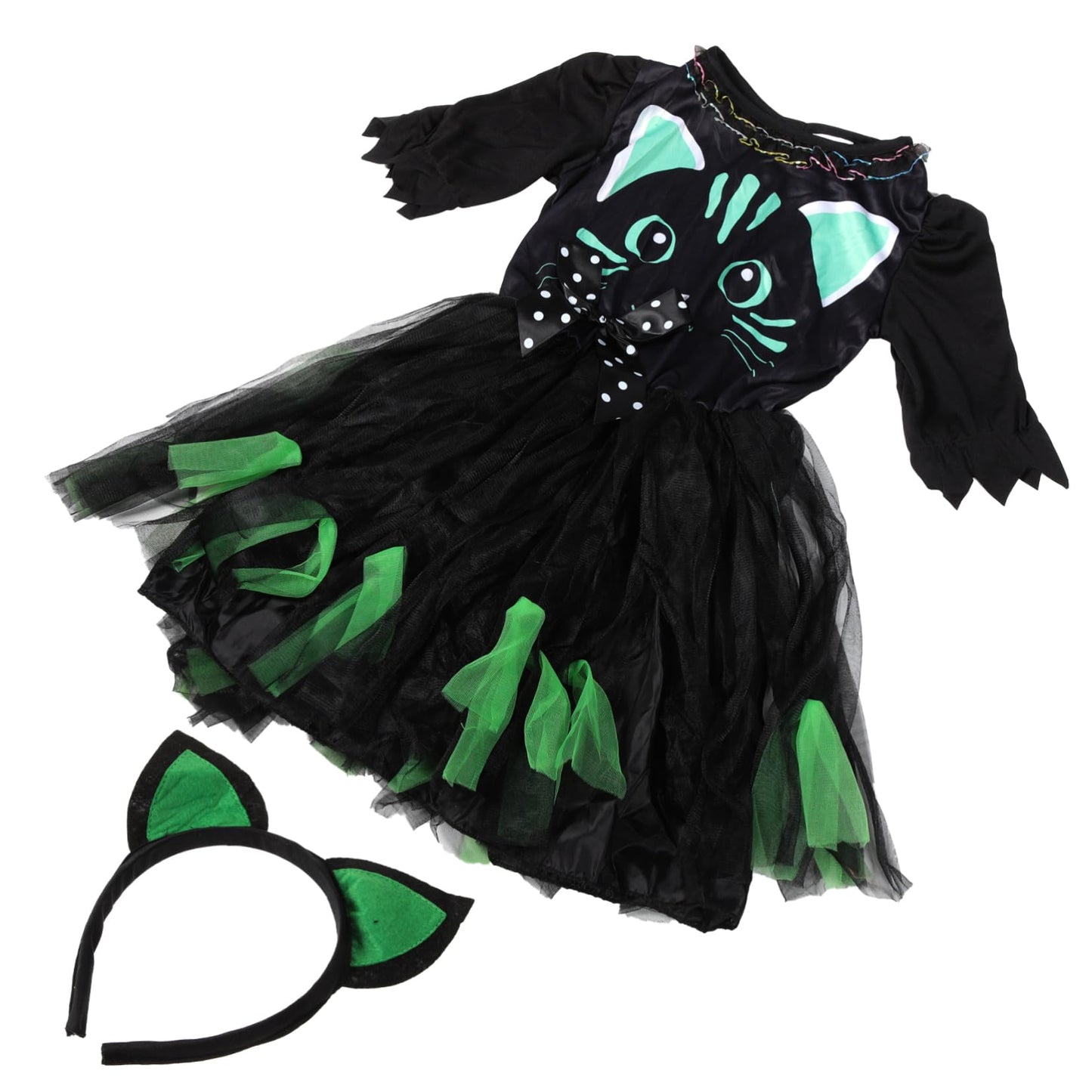 Kids Cat Costume Black Kitty Dress and Headband Girls Cat Cosplay Costume