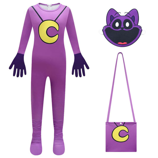 Kids Catnap Costume Boys Girls Catnap Cosplay Jumpsuit Mask and Bag