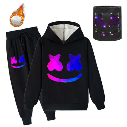 Kids Fleece DJ Marsh-mello hoodie Marshmallow Fleece Hoodie and Pants Warm Sweatsuits For DJ Rock Fans