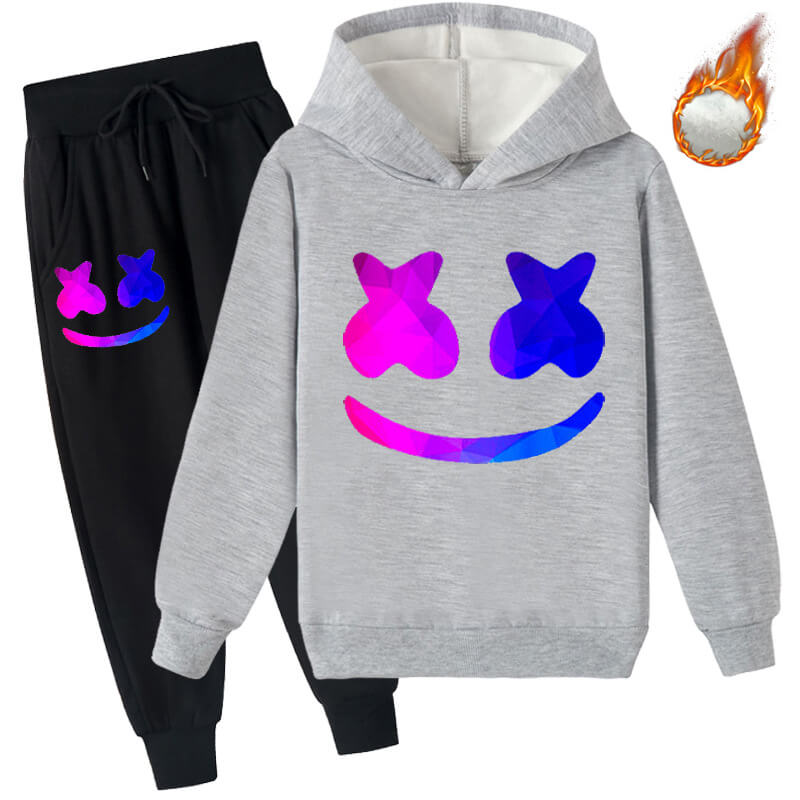 Kids Fleece DJ Marsh-mello hoodie Marshmallow Fleece Hoodie and Pants Warm Sweatsuits For DJ Rock Fans