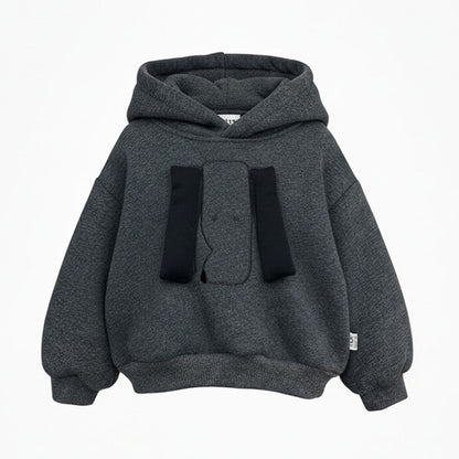 Boys Dark Grey Fleece Hoodie 3D Dog Decoration Pullover
