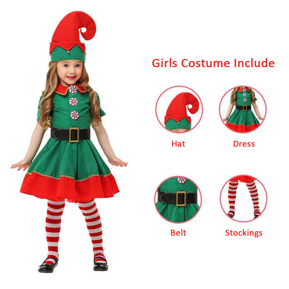 Sunbaby Family Christmas Elf Costume Holiday Elf Matching Outfit
