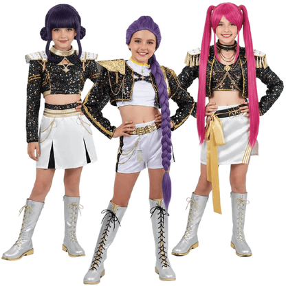 KPop Zoey Golden Outfit 4-piece Black Sequins Zoey Cosplay Costume Stage Performance Suit