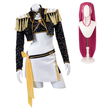 KPop Mira Cosplay Costme Black Gold Dance Outfit Golden Stage Costume
