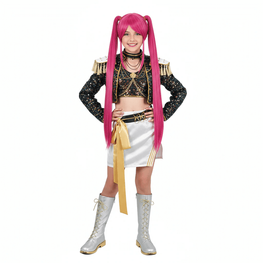 KPop Mira Cosplay Disfraz Traje de baile negro y dorado Kpop Demon Hunters Disfraz