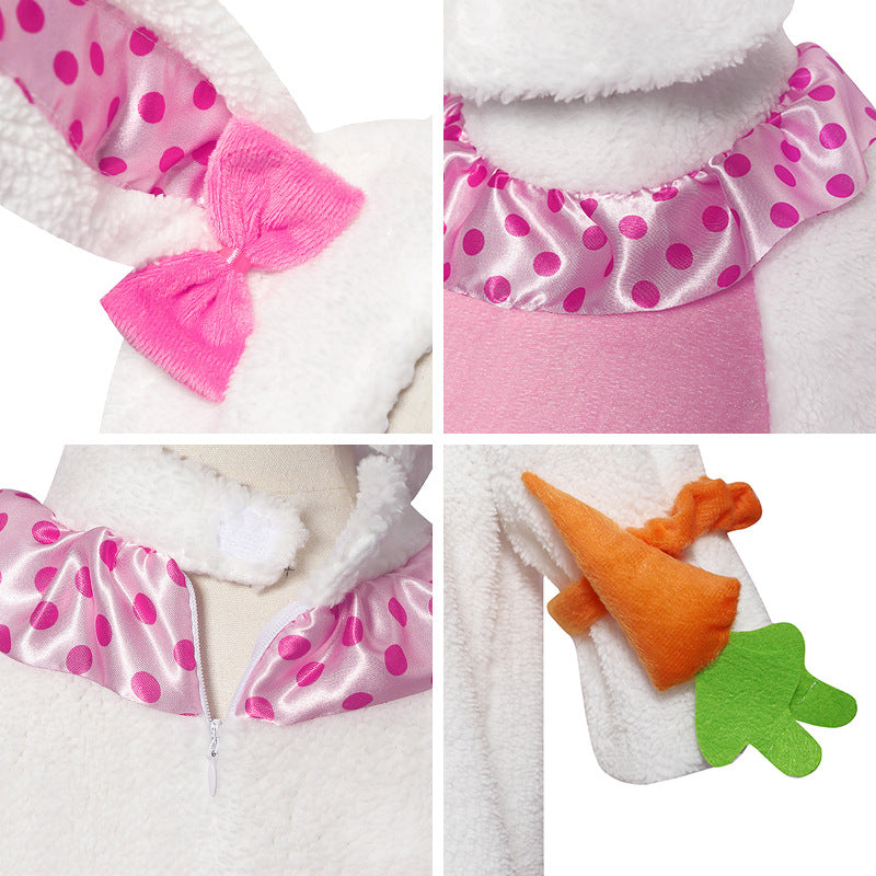 Disfraz de conejo de peluche para niños, lindo traje de conejo con zanahoria para Pascua