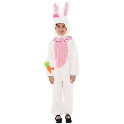 Disfraz de conejo de peluche para niños, lindo traje de conejo con zanahoria para Pascua