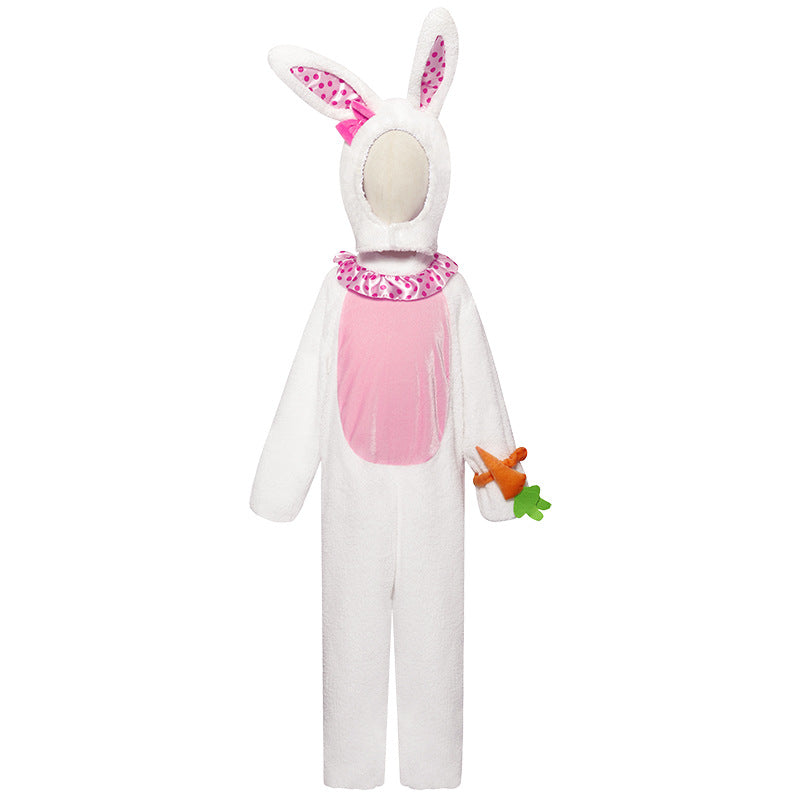 Disfraz de conejo de peluche para niños, lindo traje de conejo con zanahoria para Pascua