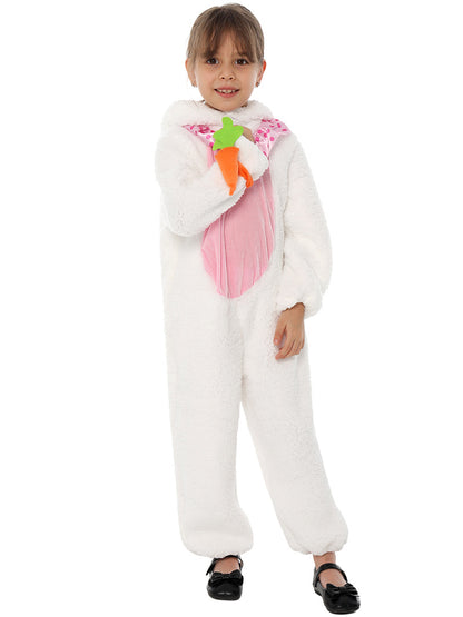 Disfraz de conejo de peluche para niños, lindo traje de conejo con zanahoria para Pascua