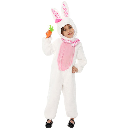 Disfraz de conejo de peluche para niños, lindo traje de conejo con zanahoria para Pascua