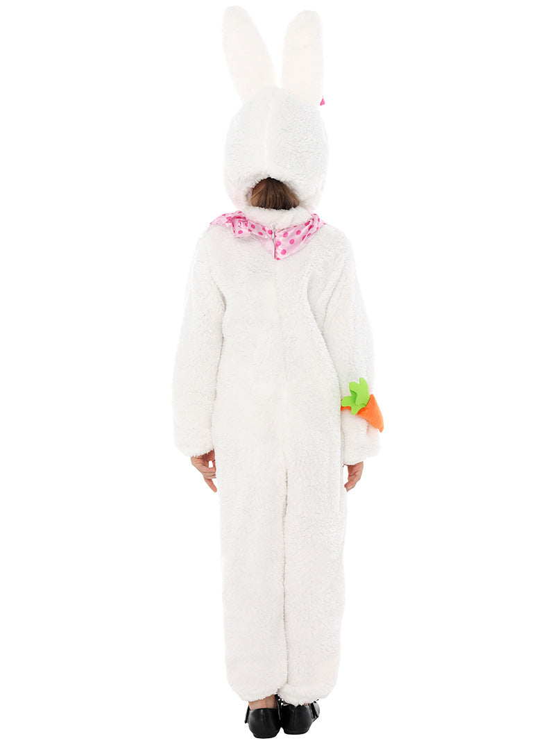Disfraz de conejo de peluche para niños, lindo traje de conejo con zanahoria para Pascua