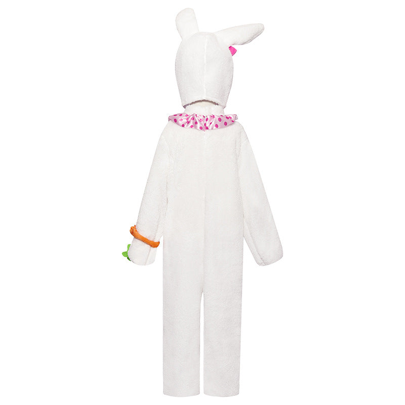 Disfraz de conejo de peluche para niños, lindo traje de conejo con zanahoria para Pascua