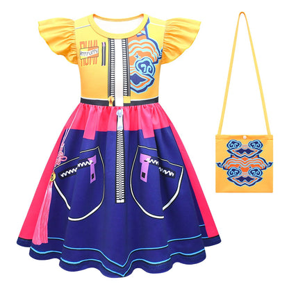 Kids K-Pop Rumi Cosplay Costume Yellow Flutter Sleeve Dress
