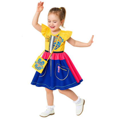 Kids K-Pop Rumi Cosplay Costume Yellow Flutter Sleeve Dress