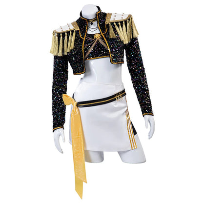 KPop Mira Cosplay Costme Black Gold Dance Outfit Golden Stage Costume
