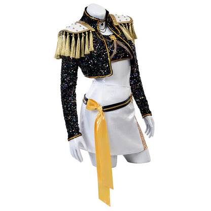 KPop Mira Cosplay Costme Black Gold Dance Outfit Golden Stage Costume