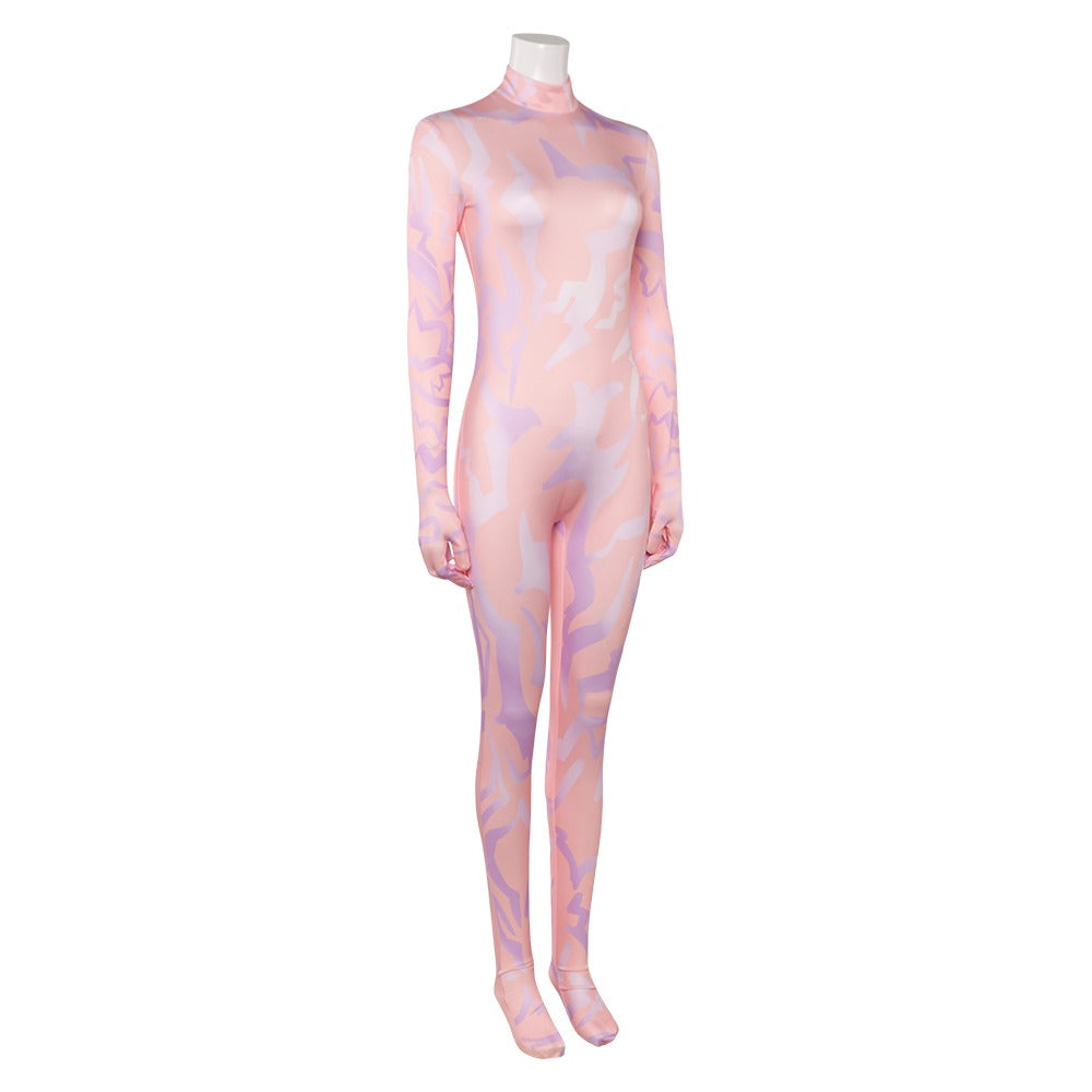 KPop Demon Hunters Bodysuit Pink Demonic Pattern Anime Cosplay Jumpsuit