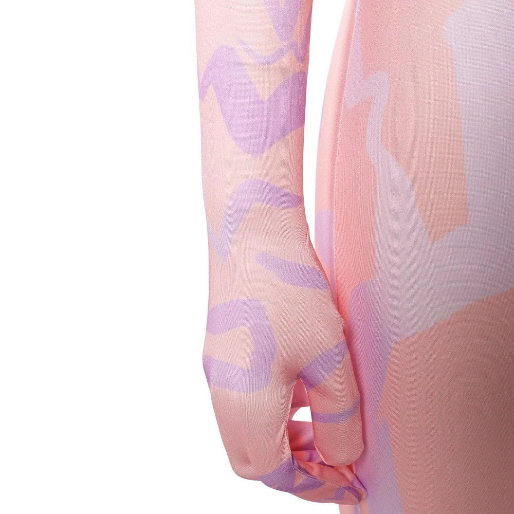 KPop Demon Hunters Bodysuit Pink Demonic Pattern Anime Cosplay Jumpsuit