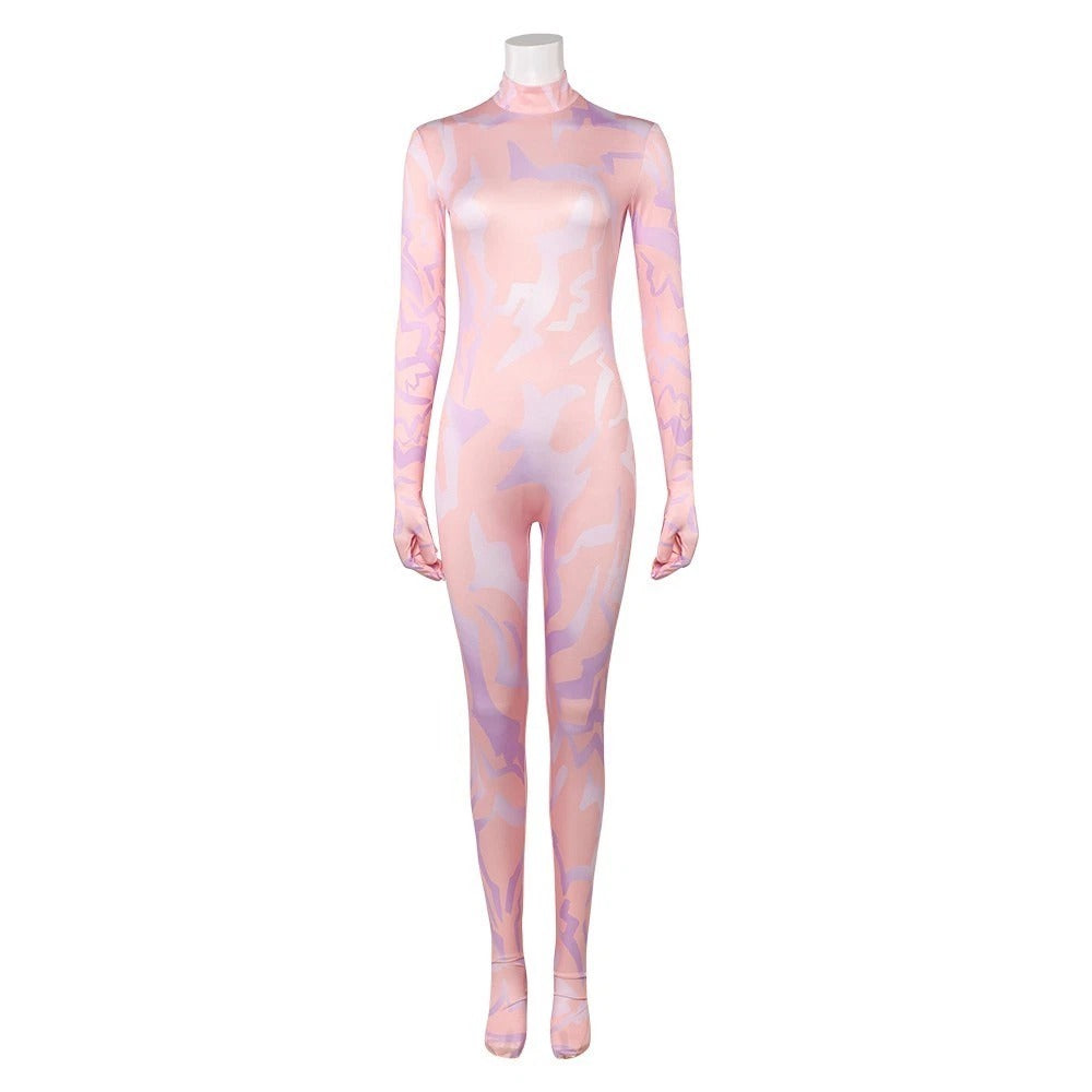 KPop Demon Hunters Bodysuit Pink Demonic Pattern Anime Cosplay Jumpsuit