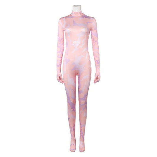 KPop Bodysuit Pink Demonic Pattern Jumpsuit for Girls and Adult Anime Cosplay