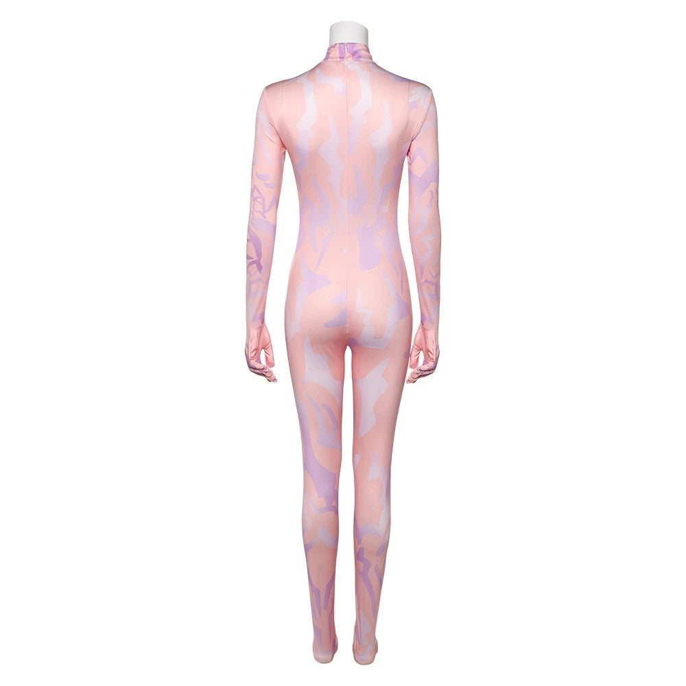 KPop Demon Hunters Bodysuit Pink Demonic Pattern Anime Cosplay Jumpsuit